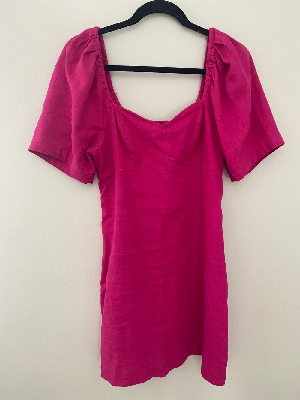 a new day Fuchsia Smocked Dress Linen Blend Barbiecore